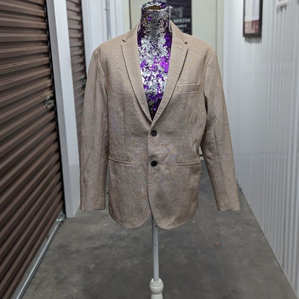 Zara Men's US Large Light Brown Blazer Sports‎ Coat Suit Jacket